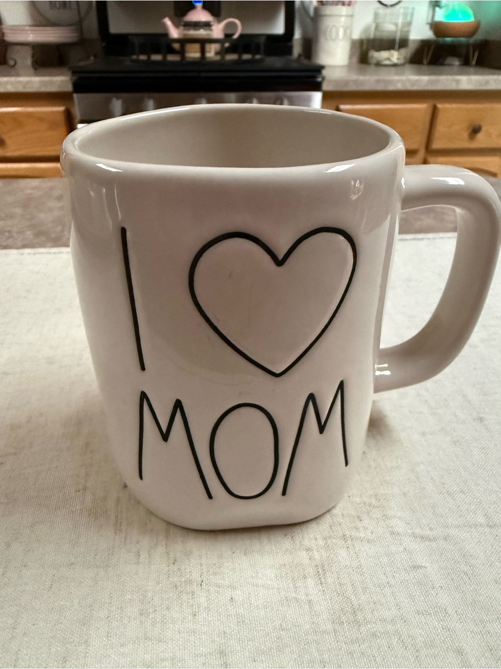 Rae Dunn I Love Mom White Ceramic Mug